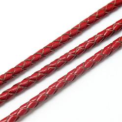 Red Leather Braided Cord, Red, 5mm, about 54.68 yards(50m)/bundle
