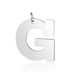 Letter G 201 Stainless Steel Pendants, Letter, Stainless Steel Color, Letter.G, 30.5x29x1.5mm, Hole: 4.5mm