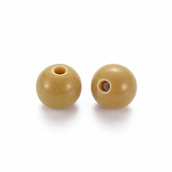 Goldenrod Opaque Acrylic Beads, Round, Goldenrod, 8x7mm, Hole: 2mm, about 1745pcs/500g
