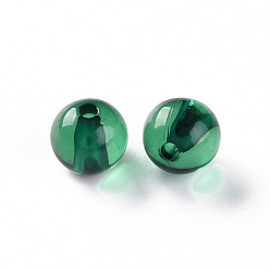 Vert Foncé Perles acryliques transparentes, ronde, vert foncé, 10x9mm, trou: 2 mm, environ 940 pcs / 500 g