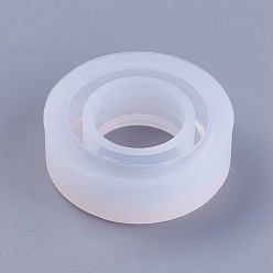 Blanc Moules en silicone à anneau de bricolage transparent, moules de résine, pour la résine UV, fabrication de bijoux en résine époxy, blanc, 23x10.5mm