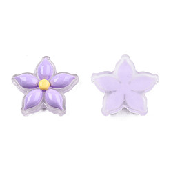 Lilac Transparent Resin Enamel Cabochons, Flower, Lilac, 23x23.5x5.5mm