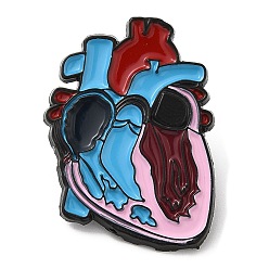 Heart Heart Anatomy Enamel Pin, Electrophoresis Black Zinc Alloy Brooch for Backpack Clothes, 30x22x1.5mm