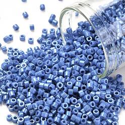 Bleu Bleuet Perles de rocaille cylindriques, lustre de couleurs opaques, taille uniforme, bleuet, 2x1.5mm, Trou: 0.8mm, environ 40000 pcs / sachet , environ 450 g /sachet 