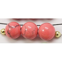 Light Coral Synthetic Turquoise Beads Strands, Dyed, Round, Light Coral, 12mm, Hole: 1mm, about 33pcs/strand, 15.7 inch