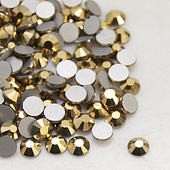 oro Parte posterior plana de rhinestone, Grado A, espalda plateada, facetados, semicírculo, aurum, 4.6~4.8 mm, sobre 1440 unidades / bolsa