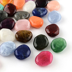Mixed Color Imitation Gemstone Acrylic Beads, Mixed Color, 25x21x10mm, Hole: 2mm, about 160pcs/500g