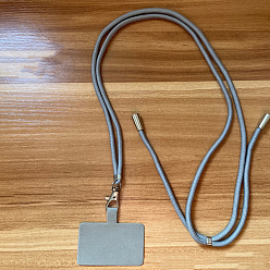 Gray Adjustable Polyester Phone Lanyards for Around The Neck, Crossbody Patch Phone Lanyard, with Plastic & Alloy Holder, Gray, 6.5x4cm