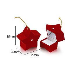 Звезда Подарочные коробки для украшений на день святого валентина, с губкой внутри, для сережек-гвоздиков, хранение колец, темно-красный, звезда картины, 3.2x5.5x5.5 см