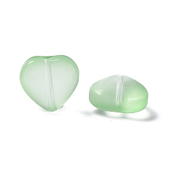 Light Green Electroplate Frosted Glass Bead, Heart, Light Green, 10x10x5mm, Hole: 1mm