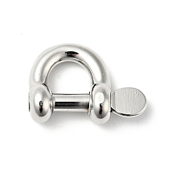 Stainless Steel Color 304 Stainless Steel D-Ring Anchor Shackle Clasps, Stainless Steel Color, 16x22.5x7mm