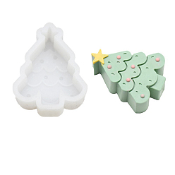 White DIY Food Grade Silicone Candle Molds, for Scented Candle Making, Christmas Tree, White, 9.4x7.4x3.3cm