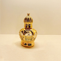 Oro Botellas de bola de rodillo de vidrio de estilo árabe, botella recargable de aceite esencial, para el cuidado personal, dorado, capacidad: 12 ml (0.41 fl. oz)