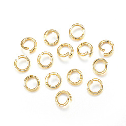 Chapado en Oro Real 18K 304 de acero inoxidable anillos del salto abierto, conectores de metal para la fabricación de joyas de bricolaje y accesorios de llavero, real 18 k chapado en oro, 18 calibre, 6x1 mm