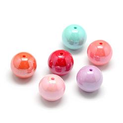 Mixed Color Pearlized Style Acrylic Beads, Round, Mixed Color, 14mm, Hole: 2mm, about 320pcs/500g
