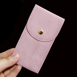 Pink Sac de rangement pour montre en velours rectangle, boîte à montre portable couleur morandi, sac à bijoux en velours, paquet unique, rose, 13x7 cm