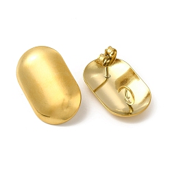 Real 18K Gold Plated Ion Plating(IP) 304 Stainless Steel Stud Earrings, with Vertical Loops, Oval, Real 18K Gold Plated, 23.5x14mm, Hole: 4mm, Pin: 0.8mm