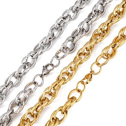 Mixed Color Fashionable 304 Stainless Steel Rope Chain Necklaces for Men, with Lobster Claw Clasps, Mixed Color, 28 inch~30 inch(71.1~76.2cm)x10mm
