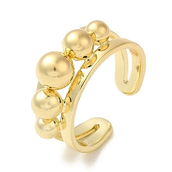 Настоящее золото 18K Латунные открытые кольца манжеты, кольцо с несколькими шариками, кольцо тревоги для женщин, реальный 18 k позолоченный, 5~8 мм, внутренний диаметр: 17 мм