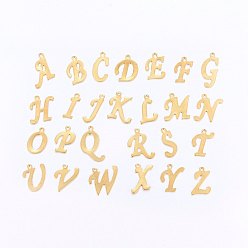 Golden 304 Stainless Steel Pendants, Letter A~Z, Golden, 13.5~18x4.5~15x1mm, Hole: 1mm