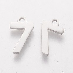 Number 201 Stainless Steel Charms, Num.7, 13x8x1.1mm