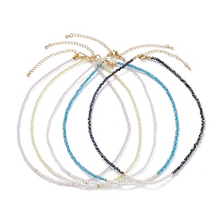 Color mezclado Collar de perlas naturales y cuentas de vidrio facetado para mujeres adolescentes, dorado, color mezclado, 15-5/8 pulgada (39.6 cm)