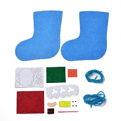 Santa Claus Kits de chaussettes de Noël en tissu non tissé bricolage, y compris le tissu, aiguille, cordon, le père noël