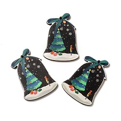 Christmas Bell Grands pendentifs en bois imprimé simple face, charmes de noël, Noël Bell, 54.5x38x2.6mm, Trou: 2mm