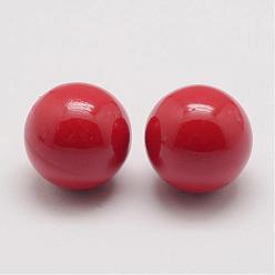 Красный Латунные бусины с колокольчиками подходят в клетке, без отверстия , красные, 16 мм