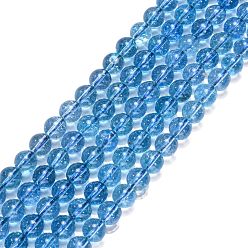 Стально-синий Природных кристаллов кварца бисер нитей, Имитация кианита, круглые, окрашенная и подогревом, стальной синий, 8 мм, отверстие : 1 мм, около 46 шт / нитка, 15 дюйм