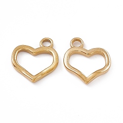 Real 18K Gold Plated Ion Plating(IP) 304 Stainless Steel Pendants, Heart Charm, Real 18K Gold Plated, 19x17.5x2mm, Hole: 3mm