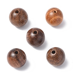 Brun Saddle Perle en bois, non teint, ronde, selle marron, 8mm, Trou: 1.6mm