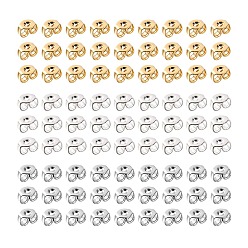 Mixed Color 300Pcs 3 Colors 304 Stainless Steel Ear Nuts, Butterfly Earring Backs for Post Earrings, Mixed Color, 4x3x2mm, Hole: 0.8mm