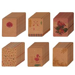 Цвет Древесины 180 ПК 6 стили бумажных ювелирных открыток, для подвешивания серьги, прямоугольные, деревесиные, 50x40x0.3 мм, отверстие: 5.3 мм, 30 шт / стиль
