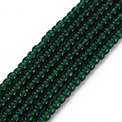 Dark Green Glass Beads Strands, Round, Dark Green, 2mm, Hole: 0.6mm, about 185~206pcs/strand, 14.37~14.76 inch(36.5~37.5cm)