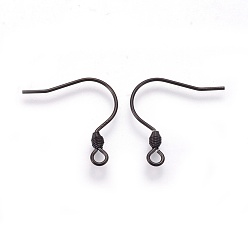 Electrophoresis Black 304 Stainless Steel Earring Hooks, with Horizontal Loop, Electrophoresis Black, 18x18x2mm, Hole: 1.5mm, 20 Gauge, Pin: 0.8mm
