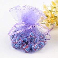 Фиолетовый Сумочки из органзы, с блестками, подарочные пакеты, фиолетовые, 26.2 см