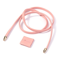 Pink PU Leather Detachable Drawstring Cords, Flexible Drawstring with String Slider, for DIY Bags, Pink, 90x0.8x0.8cm