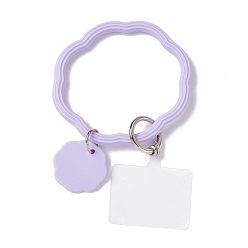 Lilac Silicone Loop Phone Lanyard, Wrist Lanyard Strap with Plastic & Alloy Keychain Holder, Lilac, 19.5cm
