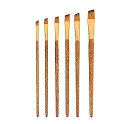 Sandy Brown Angular Brushes 6Pcs Painting Brush, Nylon Hair Brushes with Wood Handle, for Watercolor Painting Artist Professional Painting, Sandy Brown, 26x9cm