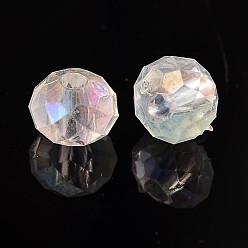 Clear AB Transparent Acrylic Beads, AB Color Plating, Faceted, Flat Round, Clear AB, 8x6mm, Hole: 2mm, about 2300pcs/500g