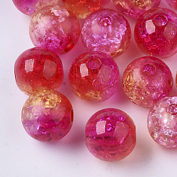 Crimson Transparent Crackle Acrylic Beads, Round, Crimson, 10mm, Hole: 2mm, about 943pc/500g