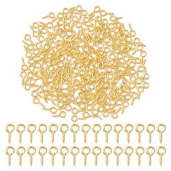 Golden Iron Screw Eye Pin Peg Bails, For Half Drilled Beads, Golden, 8x4x1mm, Hole: 2mm