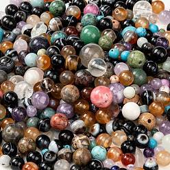 Pierre Mélangete Perles de gemme mélangées naturelles, facette, pas de facettes, ronde, 4~16mm, Trou: 0.8~2mm