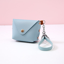 Светло-Синий Однотонная сумка-клатч из искусственной кожи, мини-кошелек для ключей, брелок, кошелек с пряжкой для монет, голубой, 10x7x4 см