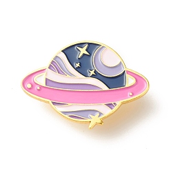 Colorful Planet with Star Enamel Pin, Cool Creative Iron Enamel Brooch for Backpack Clothes, Golden, Colorful, 25x35x9.5mm