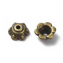 Bronce Antiguo Casquillas de estilo tibetano, de aleación de zinc tapas de cuentas, sin plomo y níquel y cadmio, color de bronce antiguo, 7x3 mm, agujero: 1.5 mm