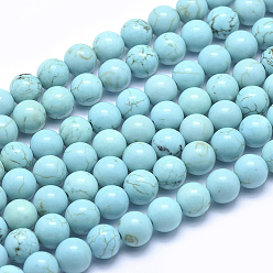 Howlite Natural Magnesite Beads Strands, Dyed & Heated, Round, 8mm, Hole: 1mm, about 50pcs/strand, 15.7 inch(40cm)