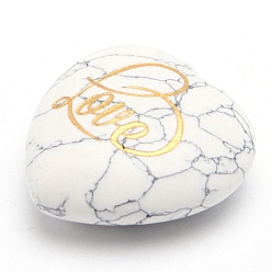 Howlita Piedra natural del amor del corazón tallada de howlita, piedra de palma de bolsillo para el equilibrio de reiki, decoraciones de exhibición casera, 30x30 mm