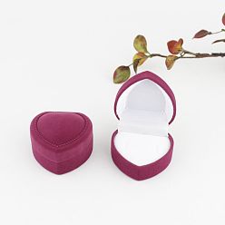 Rose Vieux Boîtes anneau de velours, pour le mariage, coffret de rangement de bijoux, cœur, vieux rose, 4.8x4.8x3.5 cm